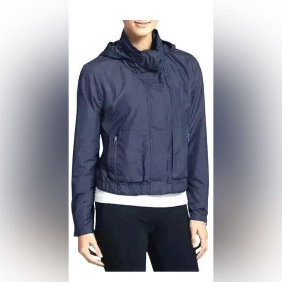 Athleta Jackets & Blazers - Athleta Military Jacket Navy Blue Athleisure Sporty Windbreaker Hidden Hoodie S